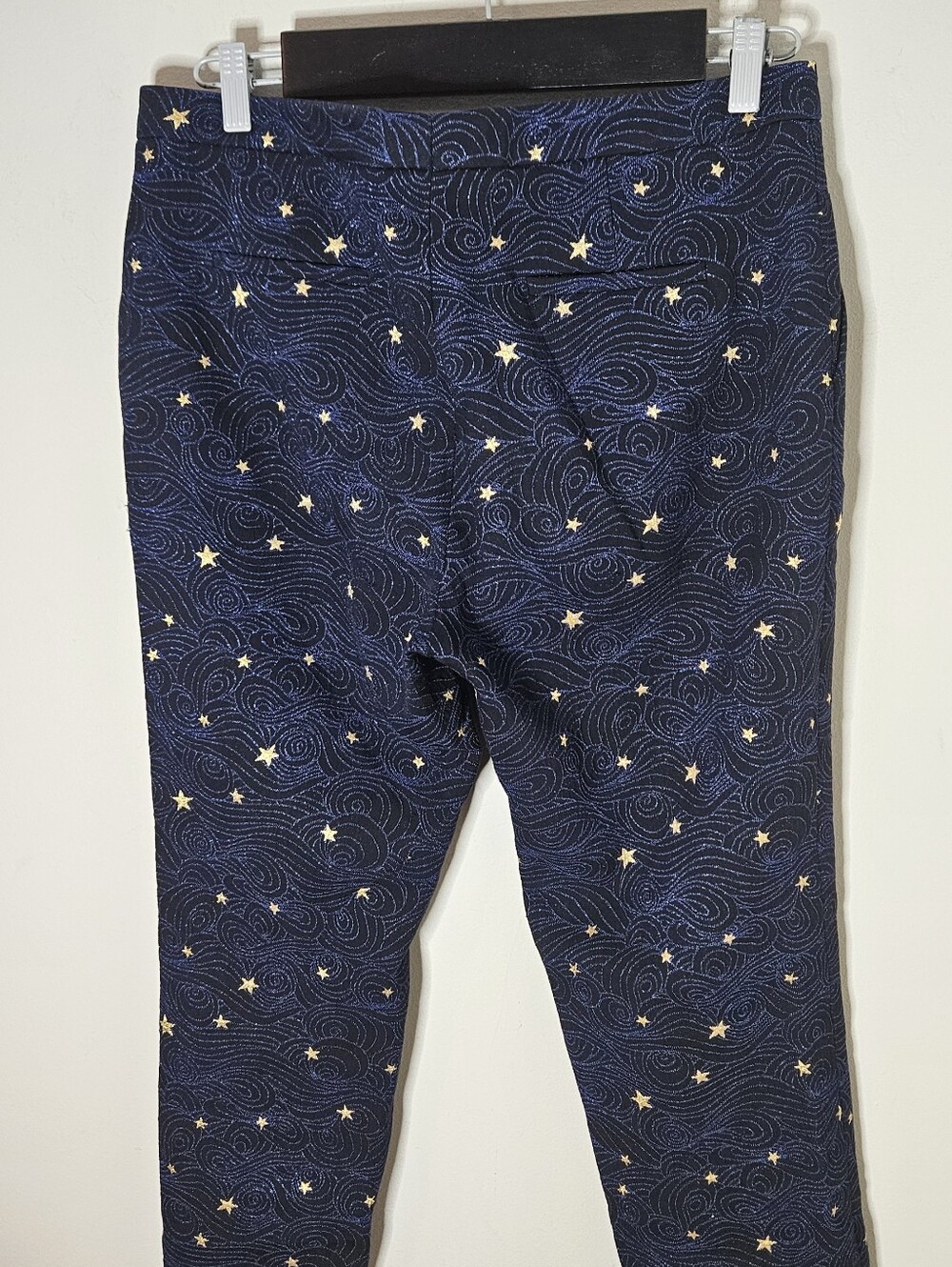 Escada Star Trouser Pants Navy Blue Embroidered Tapered Leg 40 Women's 10 - Picture 2 of 9